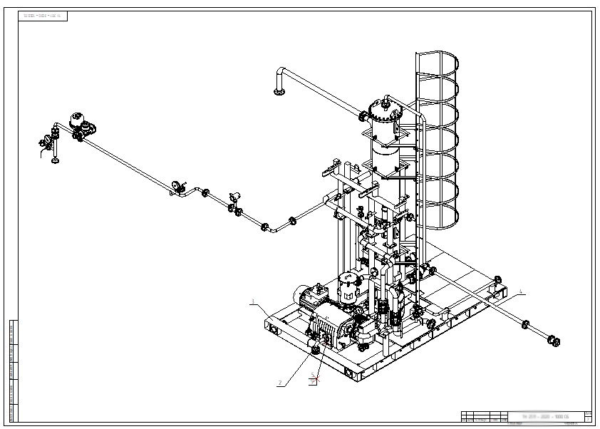  Fig. 6 - Platform with an absorber and a vacuum pump designed for regeneration of activated carbon and transfer of hydrocarbon vapors into the absorption column.
